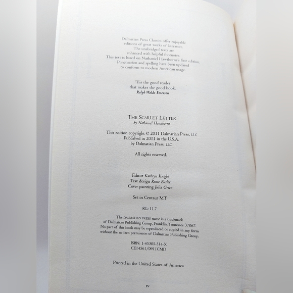 The Scarlet Letter: A Romance~Nathaniel‎ Hawthorne~Dalmation Press - Picture 3 of 6